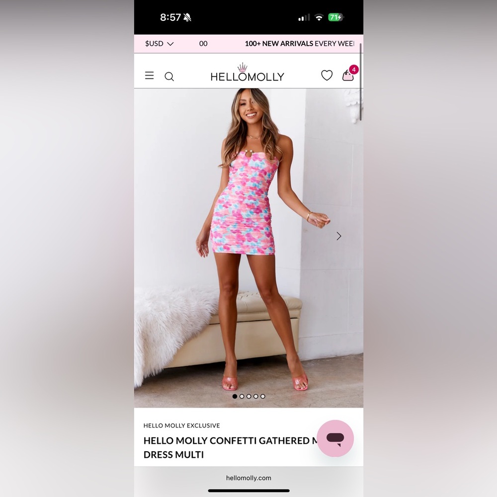 Hello Molly Confetti Gathered Mini Dress Multi